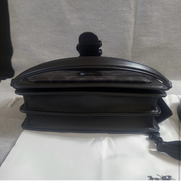 Coach Tabby 20 Polished Leather Shoulder Bag Black Monogrammed w/Dust Bag - Picture 6 of 16